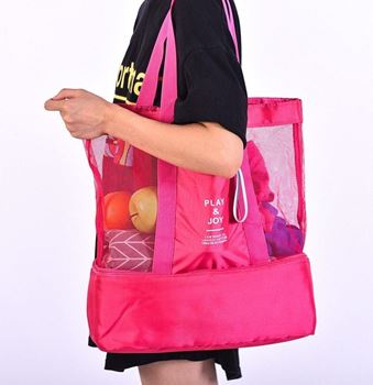Obrázek z Plážová taška s termo přihrádkou - růžová 