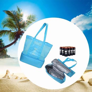 Obrázek z Plážová taška s termo přihrádkou - modrá 