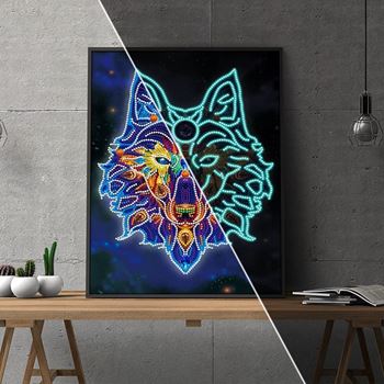 Obrázek Diamantové malování svítící ve tmě - vlk
