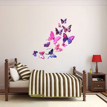 Obrázek z 3D motýlci na zeď - fialová 