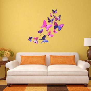 Obrázek z 3D motýlci na zeď - fialová 