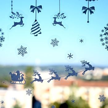Obrázek z Vánoční nálepky na okno - sobí spřežení 