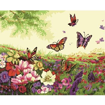 Obrázek z Malování podle čísel - motýlci, vypnuté plátno na rám 