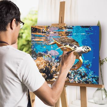 Obrázek z Malování podle čísel - podmořský svět, vypnuté plátno na rám 