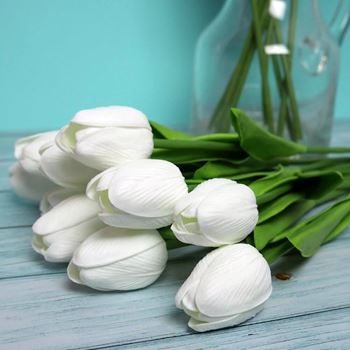 Obrázek z Umělé tulipány 10 ks - bílé 