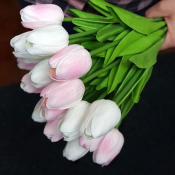 Obrázek z Umělé tulipány 10 ks - bílé 