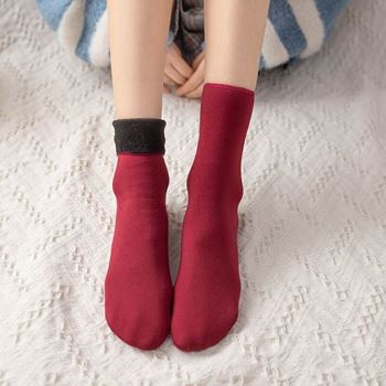 Obrázek Hřejivé ponožky s kožíškem - červené