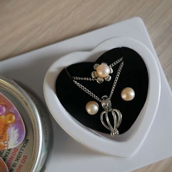 Obrázek z Perla přání v perlorodce s náušnicemi a prstýnkem 