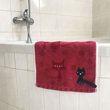 Obrázek z Ručník s kočkou 50x25 cm - červený 