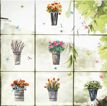 Obrázek z Samolepky na zeď - květiny v květináči 