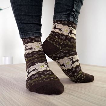 Obrázek Vánoční ponožky s norským vzorem - hnědé