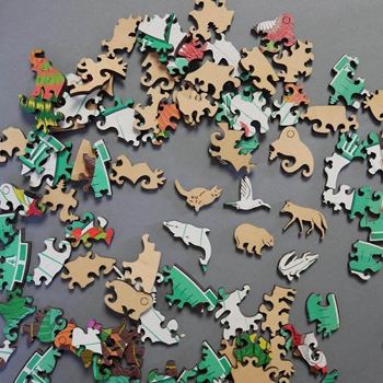 Obrázek z Dřevěné zvířecí puzzle - papoušek 