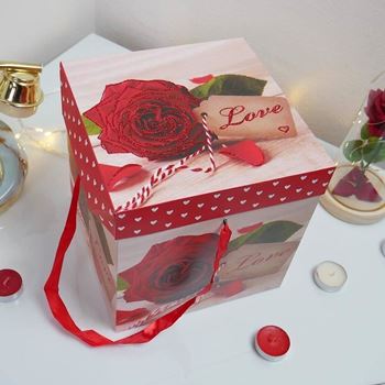 Obrázek Dárková krabička 22 cm - valentýnská růže