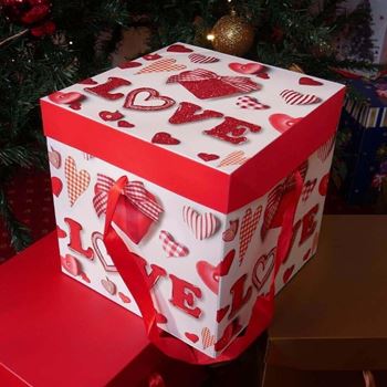 Obrázek z Dárková krabička 22 cm - valentýnská srdce 