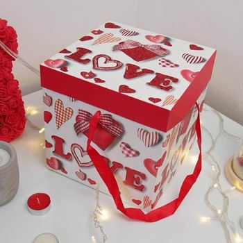 Obrázek z Dárková krabička 22 cm - valentýnská srdce 