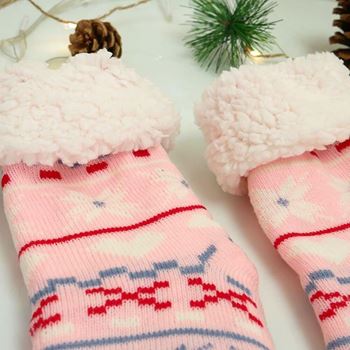 Obrázek z Vánoční hřejivé ponožky s kožíškem - sváteční ornamenty 