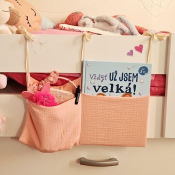 Obrázek z Mušelínový kapsář na postýlku - růžový 