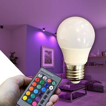 Obrázek LED RGB žárovka s ovladačem - 16 barev