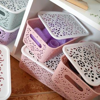 Obrázek z Úložný box s víkem malý - růžový 