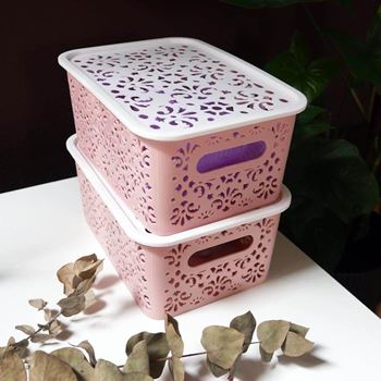 Obrázek z Úložný box s víkem malý - růžový 