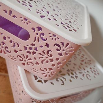 Obrázek z Úložný box s víkem velký - růžový 