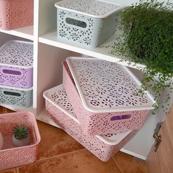 Obrázek z Úložný box s víkem velký - růžový 