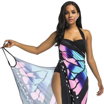 Obrázek z Plážové šaty - motýlí křídla XS-M - modré 