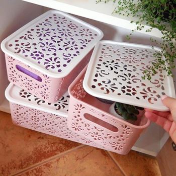 Obrázek z Úložný box s víkem malý - růžový 