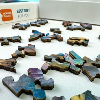 Obrázek z Dřevěné kočičí puzzle - mourovatá kočka 