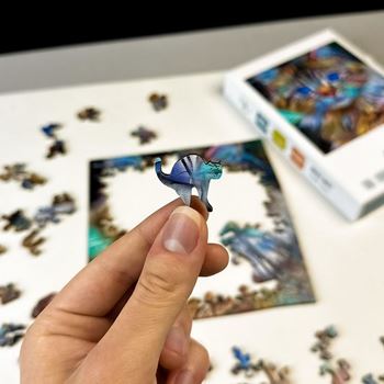 Obrázek z Dřevěné kočičí puzzle - mourovatá kočka 