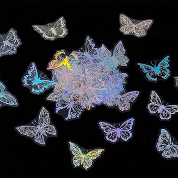 Obrázek Holografické samolepky motýlci 45 ks