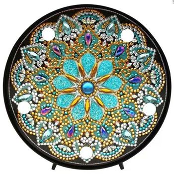 Obrázek Diamantové malování LED lampička mandala - zlato stříbrná