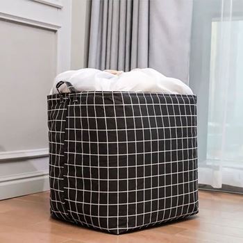 Obrázek z Úložný koš na textil se stahovací šňůrkou - kostky 