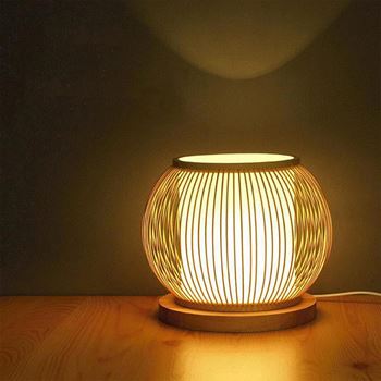 Obrázek z Bambusová stolní lampa s LED žárovkou 