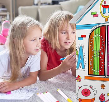 Obrázek z Dětský domeček k vybarvení s fixy 60,5 x 48 x 70 cm 