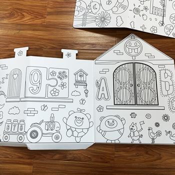 Obrázek Dětský domeček k vybarvení s fixy 60,5 x 48 x 70 cm