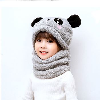 Obrázek z Čepice s nákrčníkem medvídek s ušima - šedá 