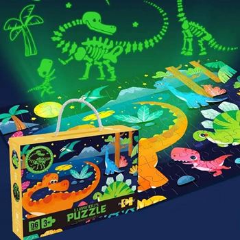 Obrázek z Dětské puzzle svítící ve tmě 96 dílků - dinosauři 