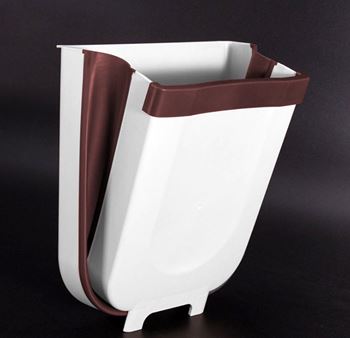 Obrázek Skládací závěsný koš na dvířka - bílo-hnědý