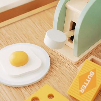 Obrázek Dřevěný snídaňový set na hraní 9 ks