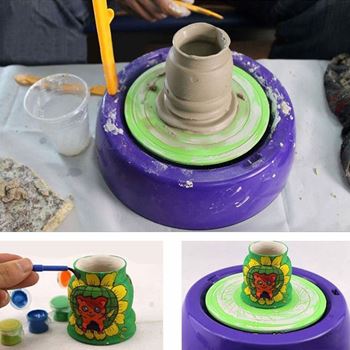 Obrázek z Dětský hrnčířský kruh – kreativní sada s hlínou a barvami 