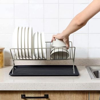 Obrázek z Nerezový odkapávač na nádobí s tácem 