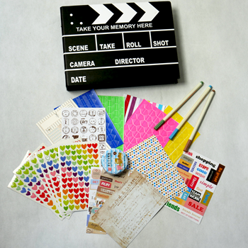 Obrázek Zážitkový deník/fotoalbum filmová klapka + kreativní sada samolepek