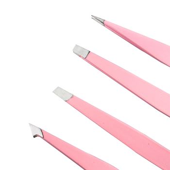 Obrázek z Sada pinzet 4 ks v pouzdru - růžová 