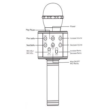 Obrázek z Bezdrátový karaoke mikrofon s reproduktorem a Bluetooth stříbrný 