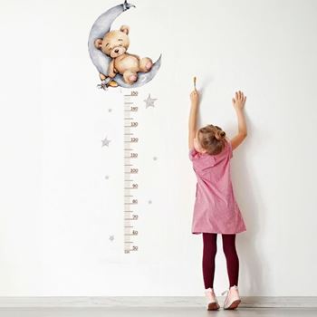 Obrázek z Dětský nalepovací metr na zeď - medvídek na měsíčku 