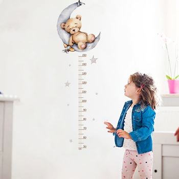Obrázek z Dětský nalepovací metr na zeď - medvídek na měsíčku 