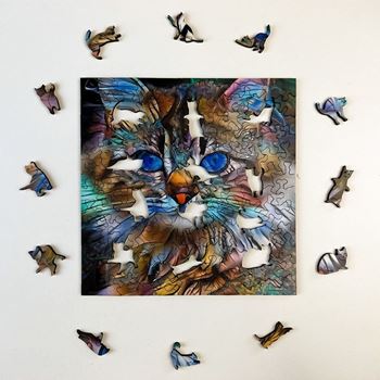 Obrázek z Dřevěné kočičí puzzle - zrzavá kočka 