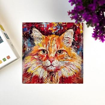 Obrázek Dřevěné kočičí puzzle - zrzavá kočka