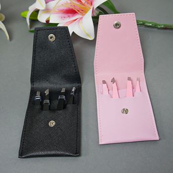 Obrázek z Sada pinzet 4 ks v pouzdru - černá 